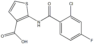 2-[(2-chloro-4-fluorobenzoyl)amino]thiophene-3-carboxylic acid Struktur