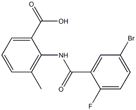 2-[(5-bromo-2-fluorobenzene)amido]-3-methylbenzoic acid Struktur