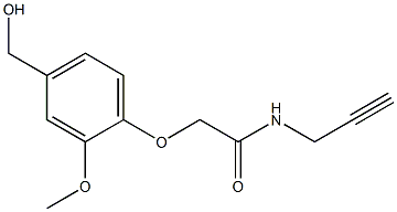 2-[4-(hydroxymethyl)-2-methoxyphenoxy]-N-(prop-2-yn-1-yl)acetamide Struktur