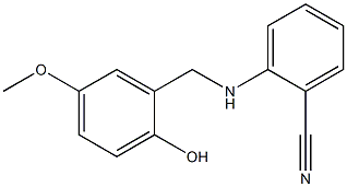 2-{[(2-hydroxy-5-methoxyphenyl)methyl]amino}benzonitrile Struktur