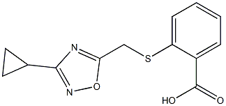 2-{[(3-cyclopropyl-1,2,4-oxadiazol-5-yl)methyl]thio}benzoic acid Struktur