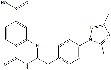 2-{[4-(3,5-dimethyl-1H-pyrazol-1-yl)phenyl]methyl}-4-oxo-3,4-dihydroquinazoline-7-carboxylic acid Struktur