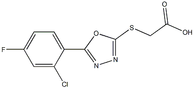 2-{[5-(2-chloro-4-fluorophenyl)-1,3,4-oxadiazol-2-yl]sulfanyl}acetic acid Struktur