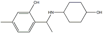 2-{1-[(4-hydroxycyclohexyl)amino]ethyl}-5-methylphenol Struktur