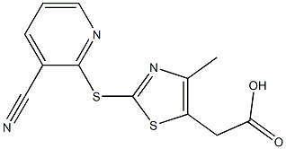 2-{2-[(3-cyanopyridin-2-yl)sulfanyl]-4-methyl-1,3-thiazol-5-yl}acetic acid Struktur