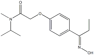 2-{4-[1-(hydroxyimino)propyl]phenoxy}-N-methyl-N-(propan-2-yl)acetamide Struktur