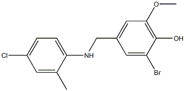 2-bromo-4-{[(4-chloro-2-methylphenyl)amino]methyl}-6-methoxyphenol Struktur