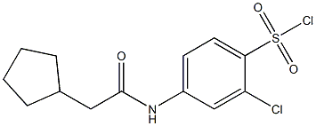 2-chloro-4-(2-cyclopentylacetamido)benzene-1-sulfonyl chloride Struktur