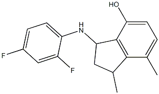 3-[(2,4-difluorophenyl)amino]-1,7-dimethyl-2,3-dihydro-1H-inden-4-ol Struktur