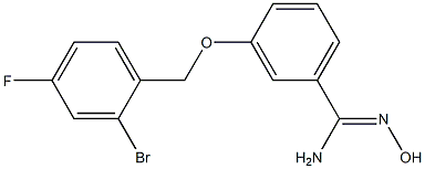 3-[(2-bromo-4-fluorobenzyl)oxy]-N'-hydroxybenzenecarboximidamide Struktur