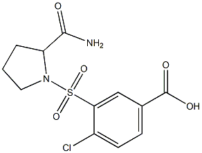 3-[(2-carbamoylpyrrolidine-1-)sulfonyl]-4-chlorobenzoic acid Struktur