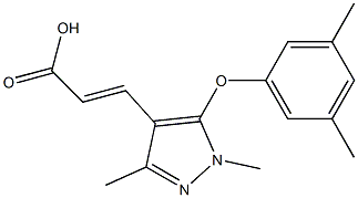 3-[5-(3,5-dimethylphenoxy)-1,3-dimethyl-1H-pyrazol-4-yl]prop-2-enoic acid Struktur