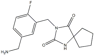 3-{[5-(aminomethyl)-2-fluorophenyl]methyl}-1,3-diazaspiro[4.4]nonane-2,4-dione Struktur