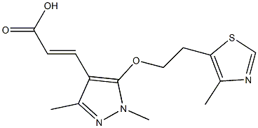 3-{1,3-dimethyl-5-[2-(4-methyl-1,3-thiazol-5-yl)ethoxy]-1H-pyrazol-4-yl}prop-2-enoic acid Struktur