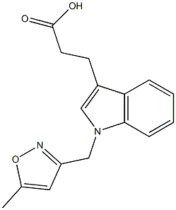 3-{1-[(5-methyl-1,2-oxazol-3-yl)methyl]-1H-indol-3-yl}propanoic acid Struktur