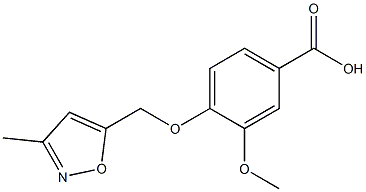 3-methoxy-4-[(3-methyl-1,2-oxazol-5-yl)methoxy]benzoic acid Struktur