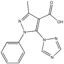 3-methyl-1-phenyl-5-(1H-1,2,4-triazol-1-yl)-1H-pyrazole-4-carboxylic acid Struktur