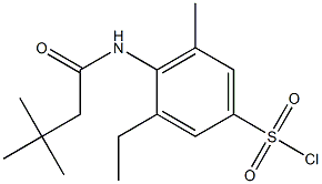 4-(3,3-dimethylbutanamido)-3-ethyl-5-methylbenzene-1-sulfonyl chloride Struktur