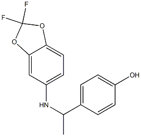 4-{1-[(2,2-difluoro-2H-1,3-benzodioxol-5-yl)amino]ethyl}phenol Struktur