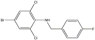 4-bromo-2,6-dichloro-N-[(4-fluorophenyl)methyl]aniline Struktur