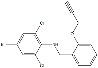 4-bromo-2,6-dichloro-N-{[2-(prop-2-yn-1-yloxy)phenyl]methyl}aniline Struktur