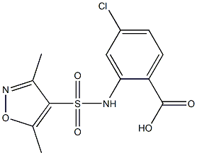 4-chloro-2-[(3,5-dimethyl-1,2-oxazole-4-)sulfonamido]benzoic acid Struktur