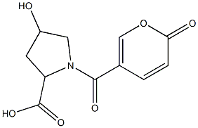 4-hydroxy-1-[(2-oxo-2H-pyran-5-yl)carbonyl]pyrrolidine-2-carboxylic acid Struktur