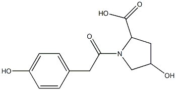 4-hydroxy-1-[2-(4-hydroxyphenyl)acetyl]pyrrolidine-2-carboxylic acid Struktur