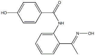 4-hydroxy-N-{2-[(1E)-N-hydroxyethanimidoyl]phenyl}benzamide Struktur