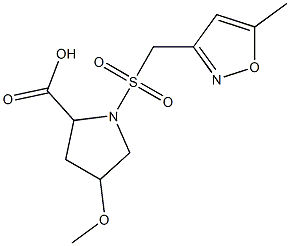 4-methoxy-1-{[(5-methyl-1,2-oxazol-3-yl)methane]sulfonyl}pyrrolidine-2-carboxylic acid Struktur