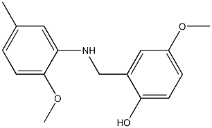 4-methoxy-2-{[(2-methoxy-5-methylphenyl)amino]methyl}phenol Struktur