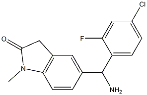 5-[amino(4-chloro-2-fluorophenyl)methyl]-1-methyl-2,3-dihydro-1H-indol-2-one Struktur