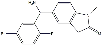 5-[amino(5-bromo-2-fluorophenyl)methyl]-1-methyl-2,3-dihydro-1H-indol-2-one Struktur