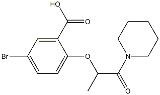 5-bromo-2-{[1-oxo-1-(piperidin-1-yl)propan-2-yl]oxy}benzoic acid Struktur