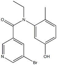 5-bromo-N-ethyl-N-(5-hydroxy-2-methylphenyl)pyridine-3-carboxamide Struktur