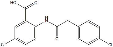 5-chloro-2-[2-(4-chlorophenyl)acetamido]benzoic acid Struktur