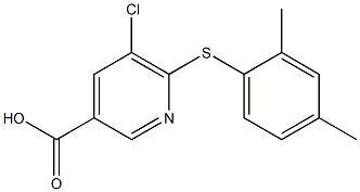 5-chloro-6-[(2,4-dimethylphenyl)sulfanyl]pyridine-3-carboxylic acid Struktur