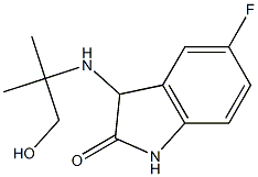 5-fluoro-3-[(1-hydroxy-2-methylpropan-2-yl)amino]-2,3-dihydro-1H-indol-2-one Struktur