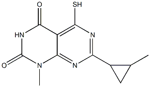 5-mercapto-1-methyl-7-(2-methylcyclopropyl)pyrimido[4,5-d]pyrimidine-2,4(1H,3H)-dione Struktur