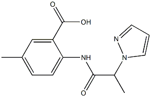 5-methyl-2-[2-(1H-pyrazol-1-yl)propanamido]benzoic acid Struktur