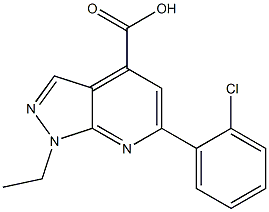 6-(2-chlorophenyl)-1-ethyl-1H-pyrazolo[3,4-b]pyridine-4-carboxylic acid Struktur