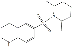 6-[(2,6-dimethylpiperidine-1-)sulfonyl]-1,2,3,4-tetrahydroquinoline Struktur