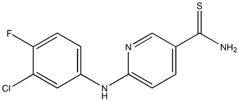 6-[(3-chloro-4-fluorophenyl)amino]pyridine-3-carbothioamide Struktur