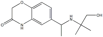 6-{1-[(1-hydroxy-2-methylpropan-2-yl)amino]ethyl}-3,4-dihydro-2H-1,4-benzoxazin-3-one Struktur