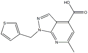 6-methyl-1-(thien-3-ylmethyl)-1H-pyrazolo[3,4-b]pyridine-4-carboxylic acid Struktur