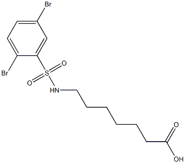 7-[(2,5-dibromobenzene)sulfonamido]heptanoic acid Struktur