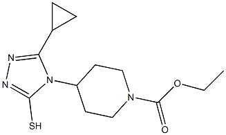 ethyl 4-(3-cyclopropyl-5-sulfanyl-4H-1,2,4-triazol-4-yl)piperidine-1-carboxylate Struktur