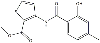 methyl 3-[(2-hydroxy-4-methylbenzene)amido]thiophene-2-carboxylate Struktur