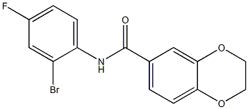 N-(2-bromo-4-fluorophenyl)-2,3-dihydro-1,4-benzodioxine-6-carboxamide Struktur