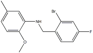 N-[(2-bromo-4-fluorophenyl)methyl]-2-methoxy-5-methylaniline Struktur